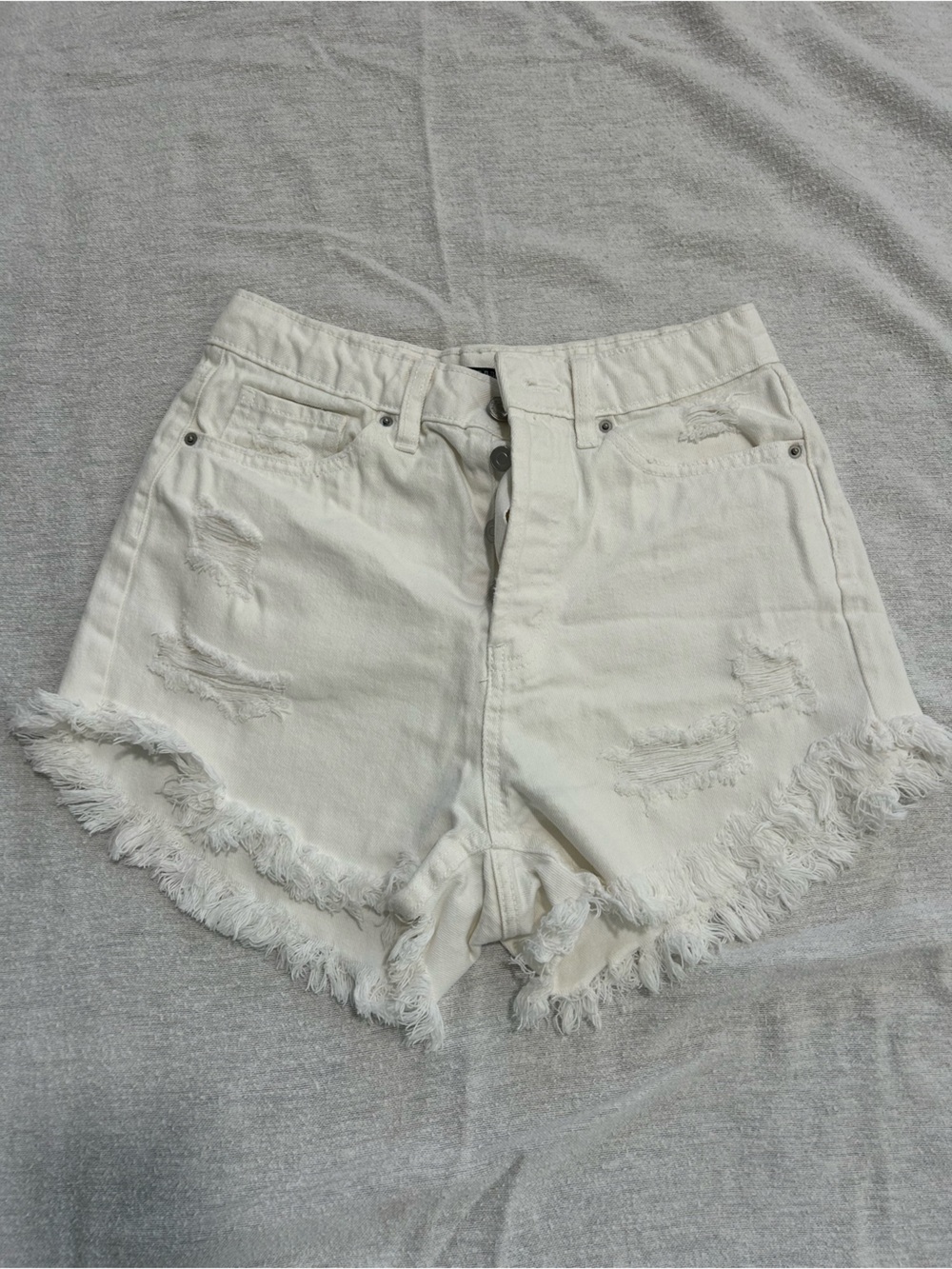 wild fable Cream Distressed Frayed Hem Denim Shorts
